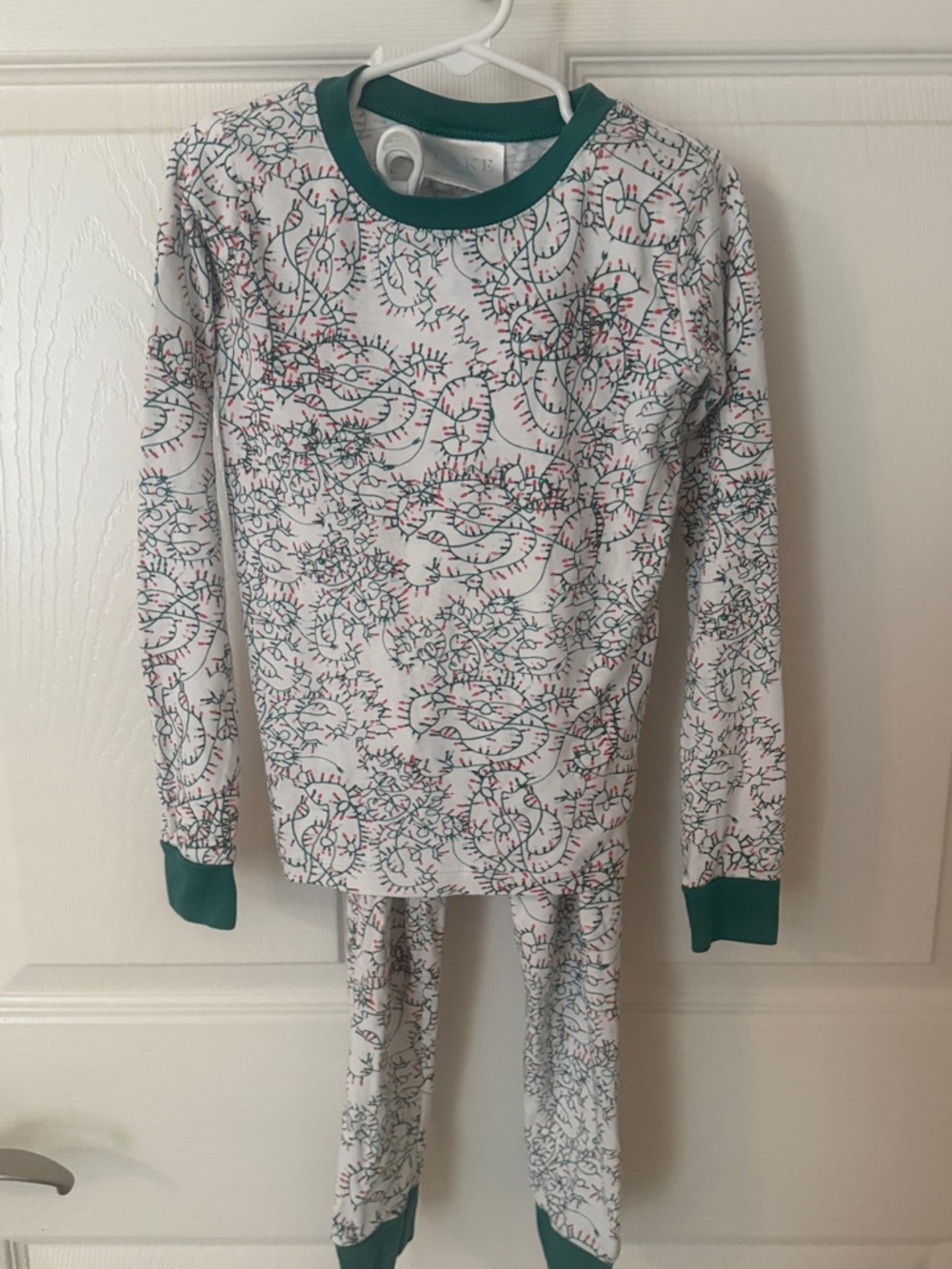 Lake Pajamas Kids Unisex Holiday Lights Print Pajama Set - Size 7